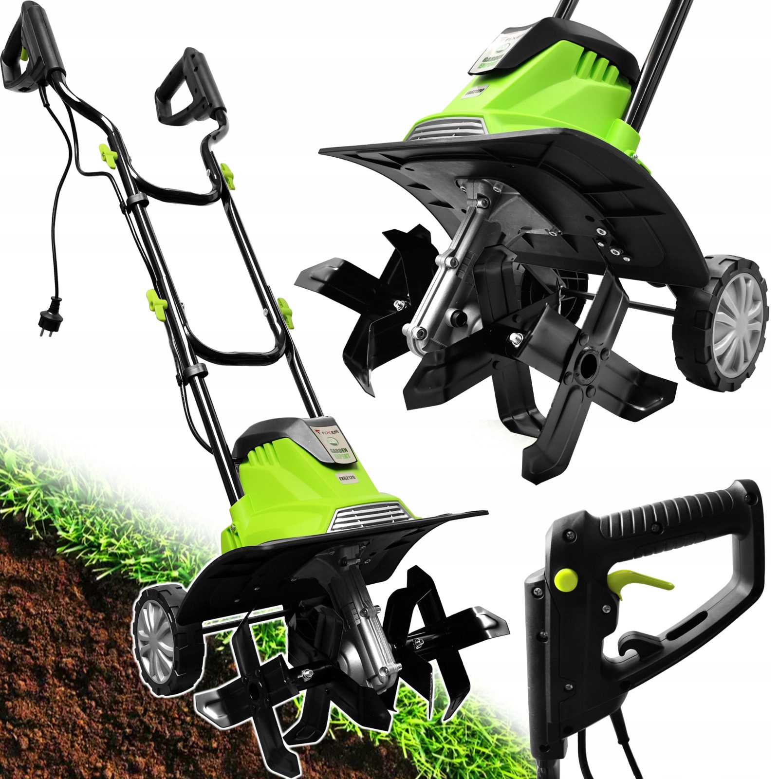 Elektrický kultivátor Fixem 1500 W, hĺbka 36 cm, 220 mm